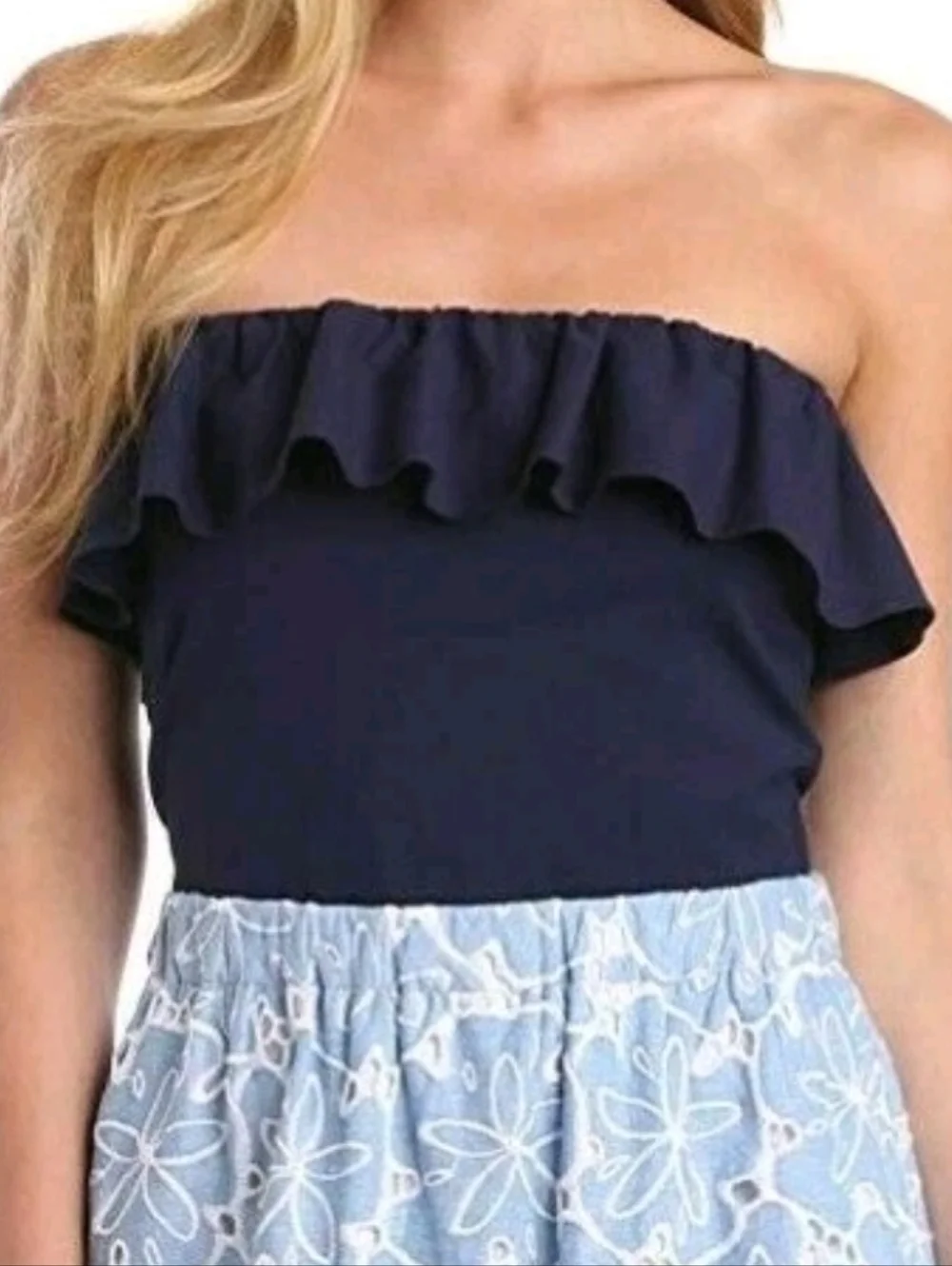 Lilly Pulitzer Athens Tide Blue Hollar For a Dollar Eyelet Dress Size Medium - Picture 3 of 8